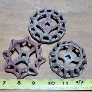 Lot of 3 Vintage Light Metal Faucet Knobs Spigots Drawer Pulls DIY Upcycle